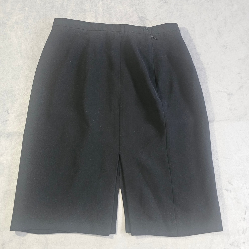 Tristan & Iseut Black Pencil Skirt Sz 10 Made in Canada Front Slit Professional